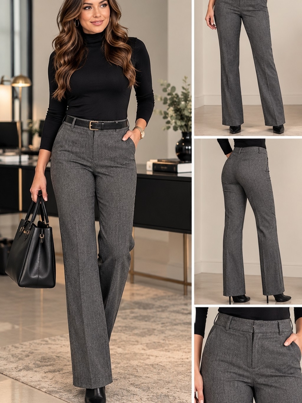 Express Editor 6L Gray Trouser Pants | Office Chic Y2K Workwear Career